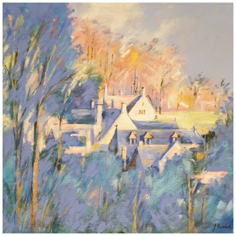 Cotswold Village in Blue - Acrylic