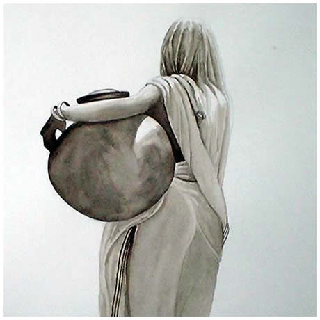 The Watercarrier - Sepia Watercolour